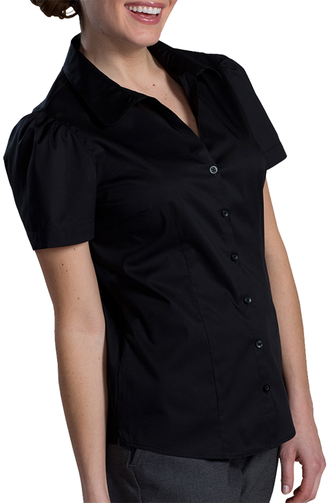 Style 5046-1 Ladies' Tailored Open Neck Stretch Blouse-shor